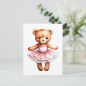 かわいいテディベアバレリーナ踊りバレエ シーズンポストカード (スタンド正面)