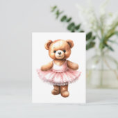 かわいいテディベアバレリーナ踊りバレエ シーズンポストカード (スタンド正面)