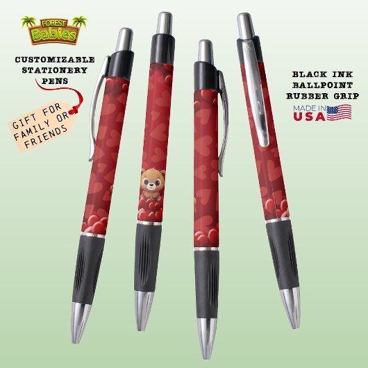 かわいいテディベアバレンタインデー赤いハート❤️🐻 ボールペン