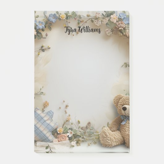 かわいいテディベアバレンタインデー ポストイット (正面)