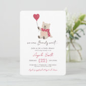 かわいいテディベアバーリーウェイベビーシャワー招待状 招待状 (スタンド正面)
