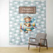 かわいいテディベアパイロットのパーソナライズパーティーウォール タペストリー (インサイチュ)