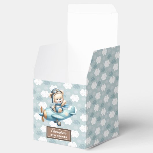 かわいいテディベアパイロットブルーベビーパーティーフェイスボックス フェイバーボックス (オープン)