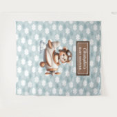 かわいいテディベアパイロットベイビーシャワーの写真看板 タペストリー (正面(横))