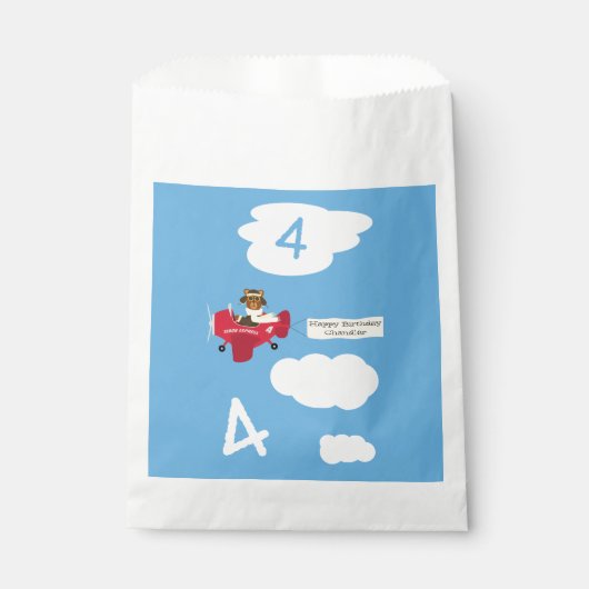 かわいいテディベアパイロット名前をカスタムするアンドエイジ誕生日 フェイバーバッグ (正面)