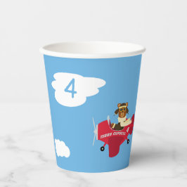 かわいいテディベアパイロット名前をカスタムするアンドエイジ誕生日 紙コップ