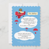 かわいいテディベアパイロット飛行機シャワーバイメール 招待状 (正面)