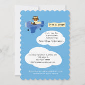 かわいいテディベアパイロット飛行機少年 招待状 (正面)
