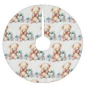 かわいいテディベアパターンクリスマス ブラッシュドポリエステルツリースカート (正面)