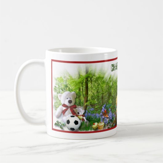 かわいいテディベアパーソナライズされたのピクニックマグ コーヒーマグカップ (左)