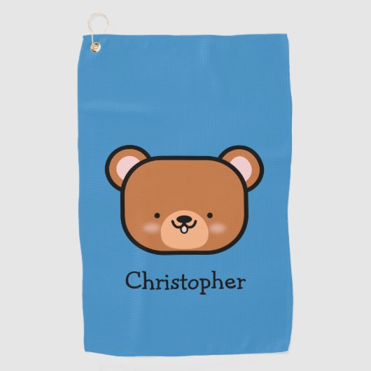かわいいテディベアパーソナライズされた ゴルフタオル (正面)