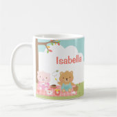 かわいいテディベアピクニックパーティー子供へ屋外 コーヒーマグカップ (左)