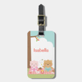 かわいいテディベアピクニックパーティー屋外キッズネーム ラゲッジタグ (正面縦)