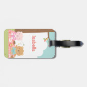 かわいいテディベアピクニックパーティー屋外キッズネーム ラゲッジタグ (裏面横)