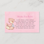 かわいいテディベアピンクの女の子の本ベビー 名刺 (正面)