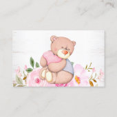 かわいいテディベアピンクの女の子の本ベビー 名刺 (裏面)