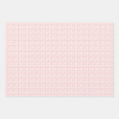 かわいいテディベアピンクの格子模様 ラッピングペーパーシート (正面3)