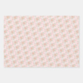 かわいいテディベアピンクの格子模様 ラッピングペーパーシート (正面2)
