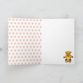 かわいいテディベアピンクの花ハッピーバースデー子供 カード (内部)