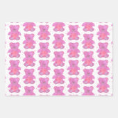 かわいいテディベアピンクカスタム色 ラッピングペーパーシート (正面)