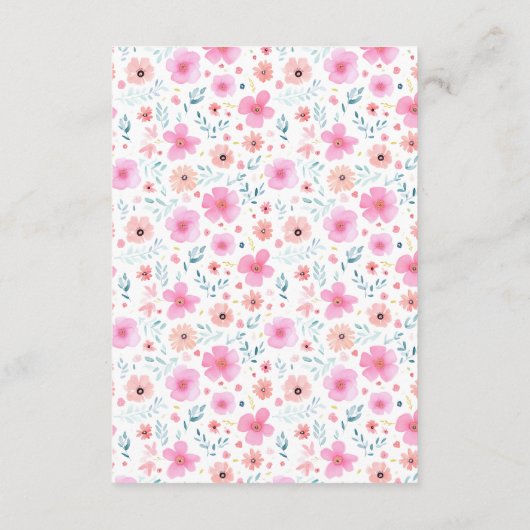 かわいいテディベアピンクバルーンおむつラッフルチケット エンクロージャーカード (裏面)