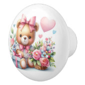 かわいいテディベアピンクローゼバルーンベビールーム セラミックノブ (右)