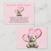 かわいいテディベアピンク金ゴールド本ベビー 名刺 (正面/裏面)