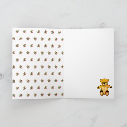 かわいいテディベアフラワーズハッピーバースデーキッズ カード (内部)