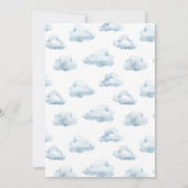 かわいいテディベアブルーバルーン男の赤ちゃんシャワー 招待状 (裏面)