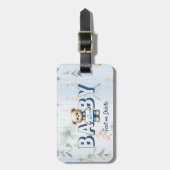 かわいいテディベアブルーフローラビューティフル ラゲッジタグ (正面縦)