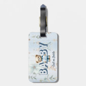 かわいいテディベアブルーフローラビューティフル ラゲッジタグ (裏面縦)