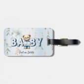 かわいいテディベアブルーフローラビューティフル ラゲッジタグ (裏面横)