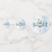 かわいいテディベアブルーフローラ美しいパーティー コンフェッティ (正面)