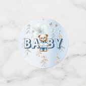 かわいいテディベアブルーフローラ美しいパーティー コンフェッティ (スモール正面)