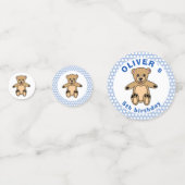 かわいいテディベアブルー水玉模様誕生日会 コンフェッティ