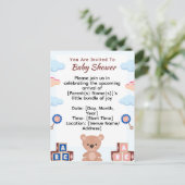 かわいいテディベアベビーシャワー招待状 インビテーションポストカード (スタンド正面)