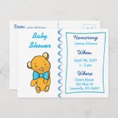 かわいいテディベアベビーシャワー招待状 インビテーションポストカード (正面/裏面)