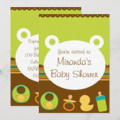 かわいいテディベアベビーシャワー招待状 招待状 (正面/裏面)