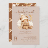 かわいいテディベアベビーシャワー招待状 招待状 (正面/裏面)