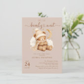 かわいいテディベアベビーシャワー招待状 招待状 (スタンド正面)