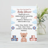 かわいいテディベアベビーシャワー招待状 招待状 (スタンド正面)