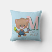 かわいいテディベアベビーライトブルー クッション (正面)