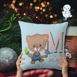 かわいいテディベアベビーライトブルー クッション