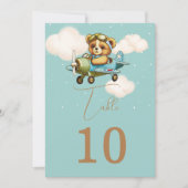 かわいいテディベアベビー飛行機パイロットテーブル番号 (正面)