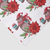 かわいいテディベアポインセチア 薄葉紙 (詳細)