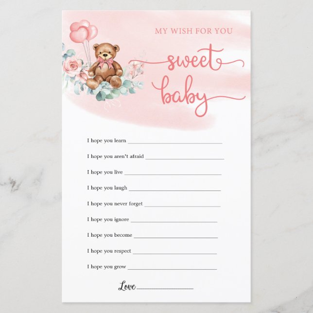 かわいいテディベアユーカリリースベビーシャワーゲーム (正面)