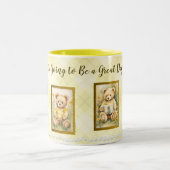 かわいいテディベアーイエローデー素晴らしマグカップおもしろいハッピー ツートーンマグカップ (中央)