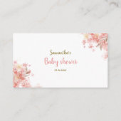 かわいいテディベアーガールベビーシャワーおむつラッフル エンクロージャーカード (裏面)