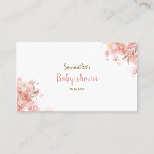 かわいいテディベアーガールベビーシャワーおむつラッフル エンクロージャーカード (裏面)