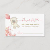 かわいいテディベアーガールベビーシャワーおむつラッフル エンクロージャーカード (正面)